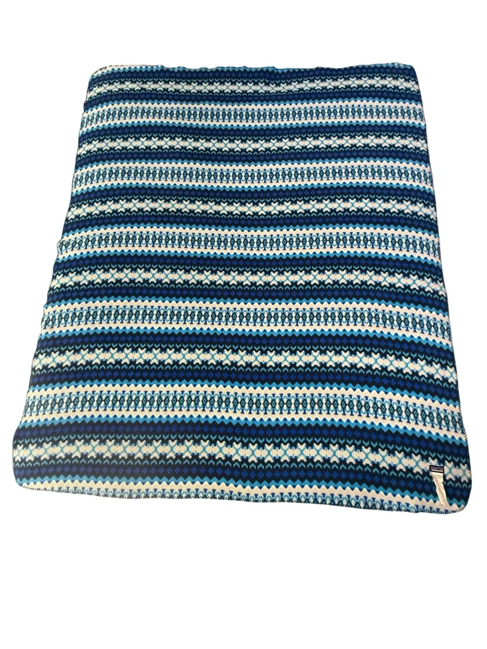 Patagonia Synchilla Blue and White Fair Isle Fleece Blanket